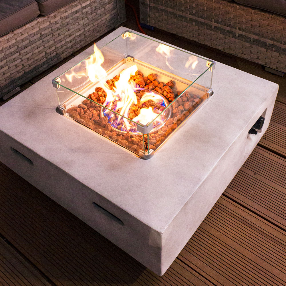Oseasons Acorn 5 Seater Dove Grey Rattan Lounge GRC Firepit Sofa Set Image 4