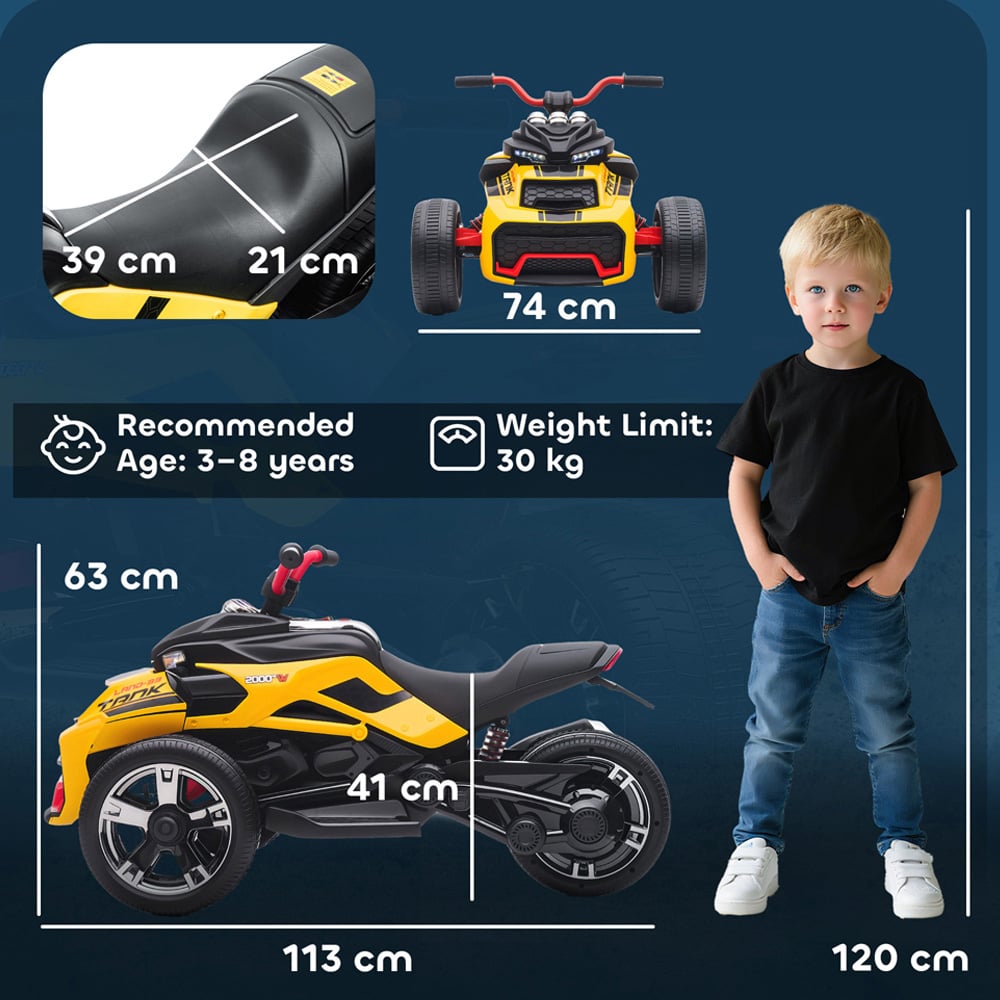 AIYAPLAY Kids Yellow Ride On Electric ATV Quad Bike 12V Image 9