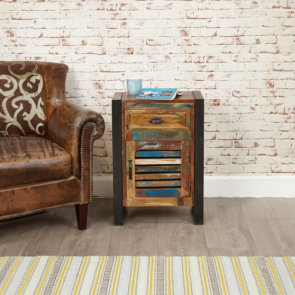 Baumhaus Urban Chic Single Door Single Drawer Lamp Table Image 2