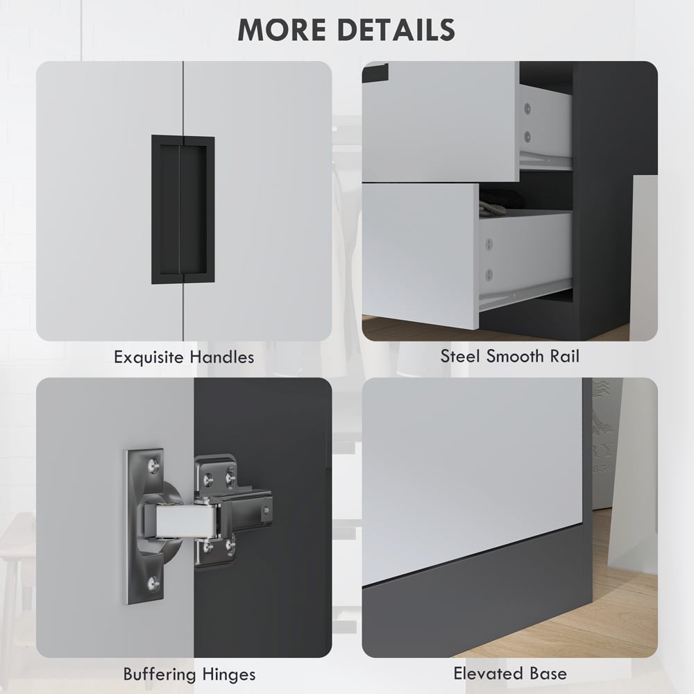 Portland 2 Door 3 Drawer Grey Wardrobe Image 5