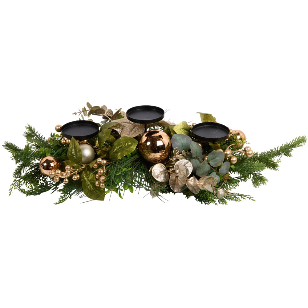 Gold Poinsettia Candle Holder Image 5