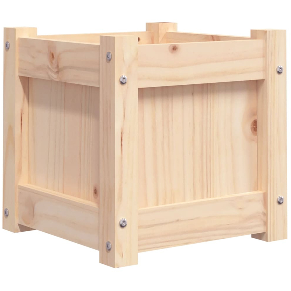 vidaXL Natural Solid Pine Wood Garden Planter 31 x 31 x 31cm 2 Pack Image 7