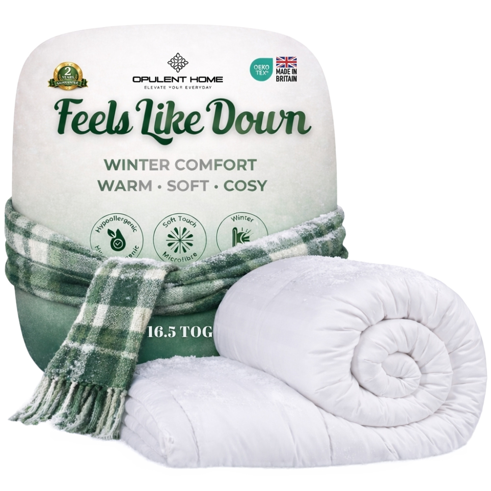Opulent Home Single White Extra Warm Winter Hollowfibre Duvet 16.5 Tog Image 1