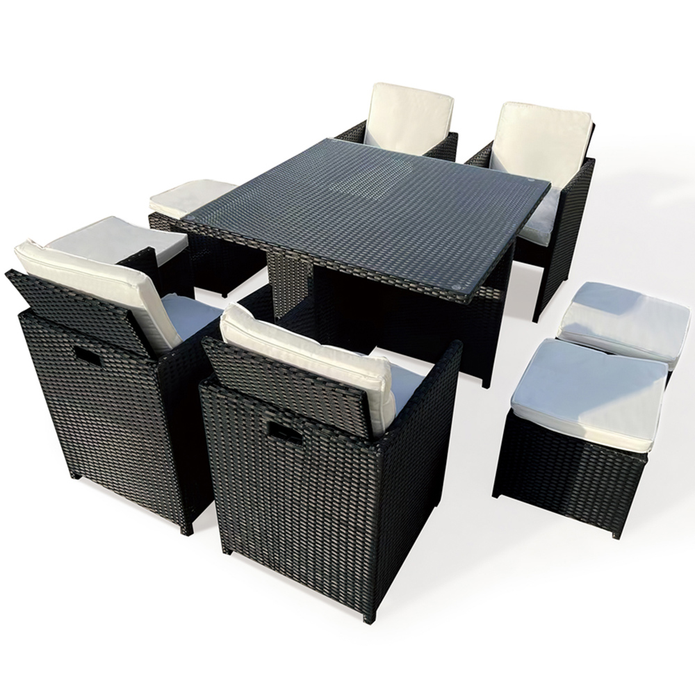 Furniture One 8 Seater Rattan Dining Set Black Image 2