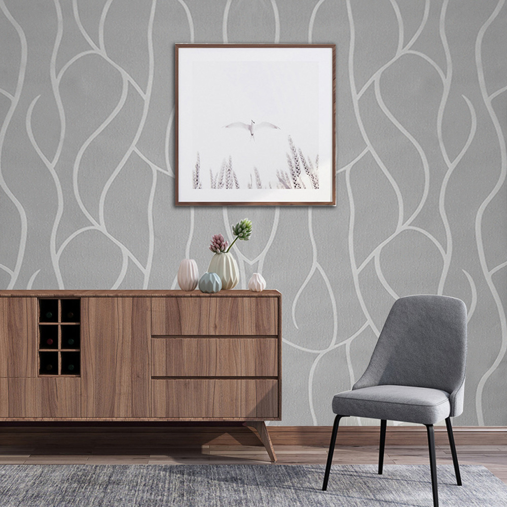 Living and Home Non Woven Silver Grey Wallpaper Image 8