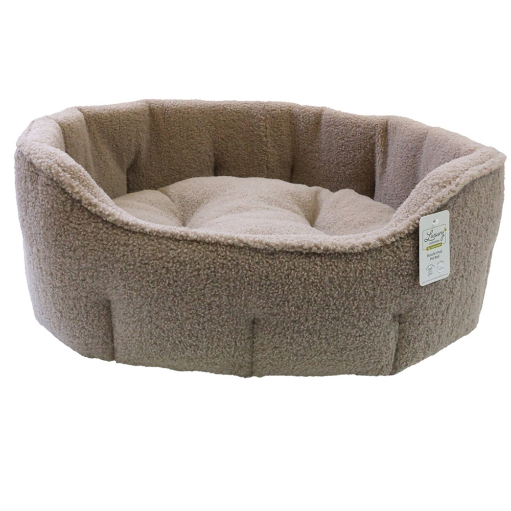 Clever Paws Boucle Oval Pet Bed - Brown Image 4