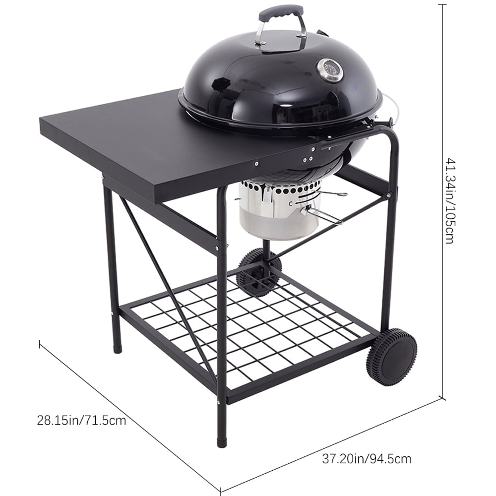 Living and Home Round Outdoor Charcoal BBQ Grill with Side Table Image 8