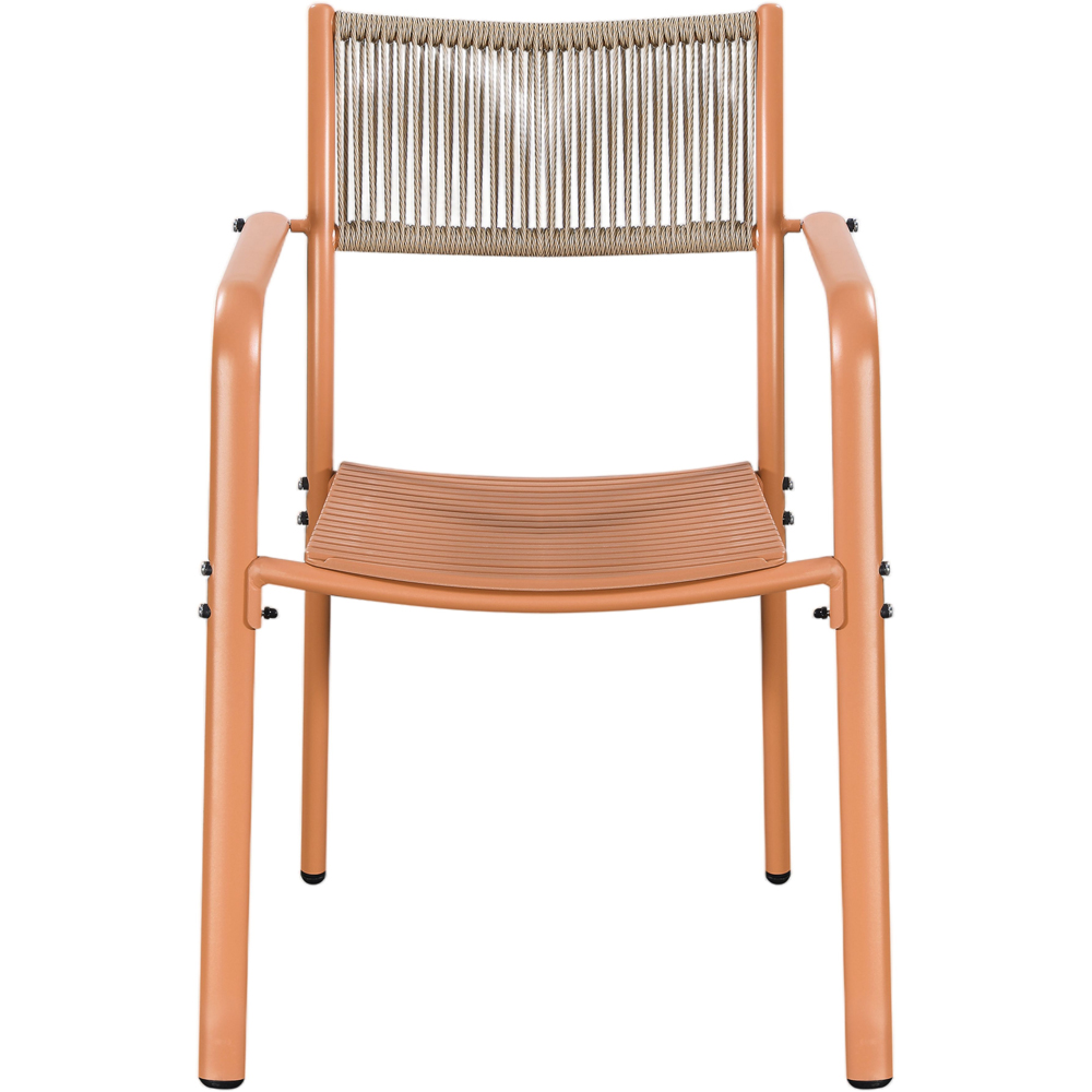 Core Products Set of 2 Terracotta Rope Back Effect Metal Garden Bistro Armchair Image 3