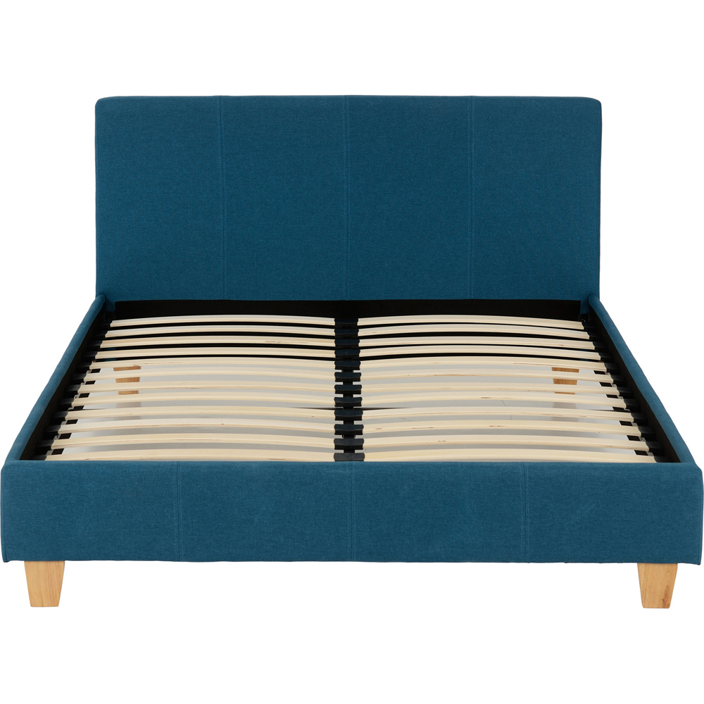 Seconique Prado Double Petrol Blue Fabric Faux Leather Bed Image 3