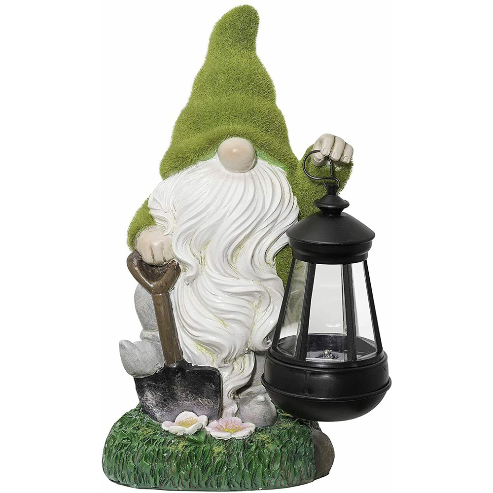 wilko Solar Powered Gnome Statue with Lantern Image 2