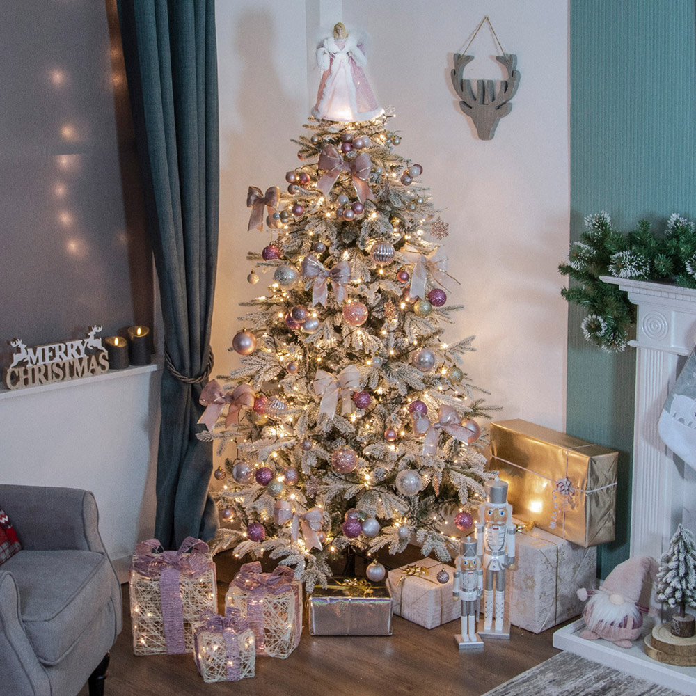 The Christmas Workshop Pink and White Tree Top Angel 30cm Image 4