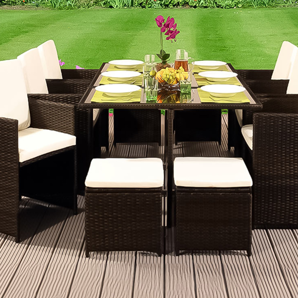 Brooklyn Cube Brown 6 Seater Garden Dining Set Image 2