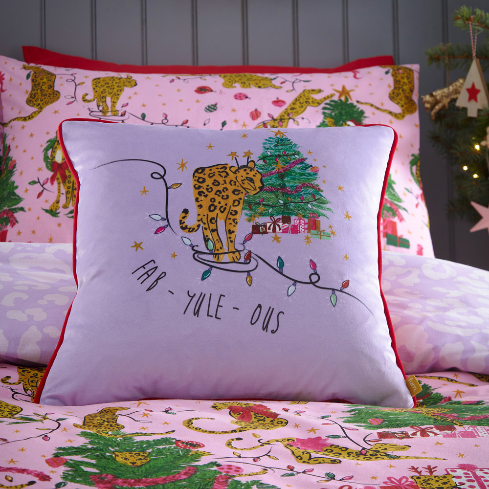 furn. Purrfect Single Pink and Lilac Abstract Leopard Duvet Cover Set Image 2