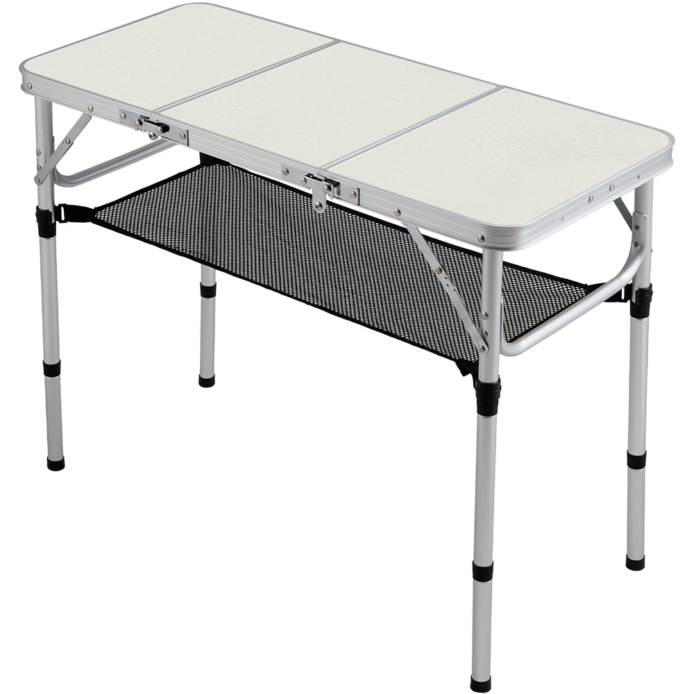 Living and Home 3ft White Tri-Fold Aluminium Alloy Camping Table Image 3