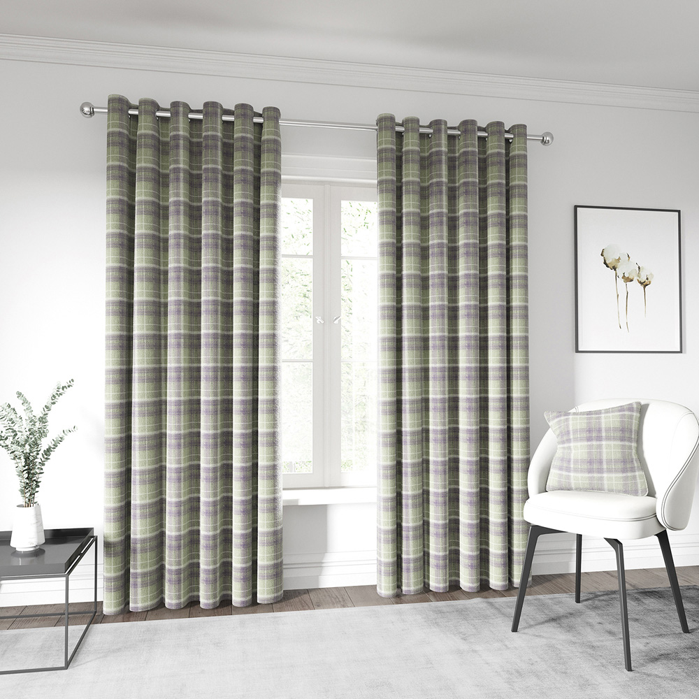 Helena Springfield Harriet Woven Lined Grape and Linen Eyelet Curtains 228 x 228cm Image 4