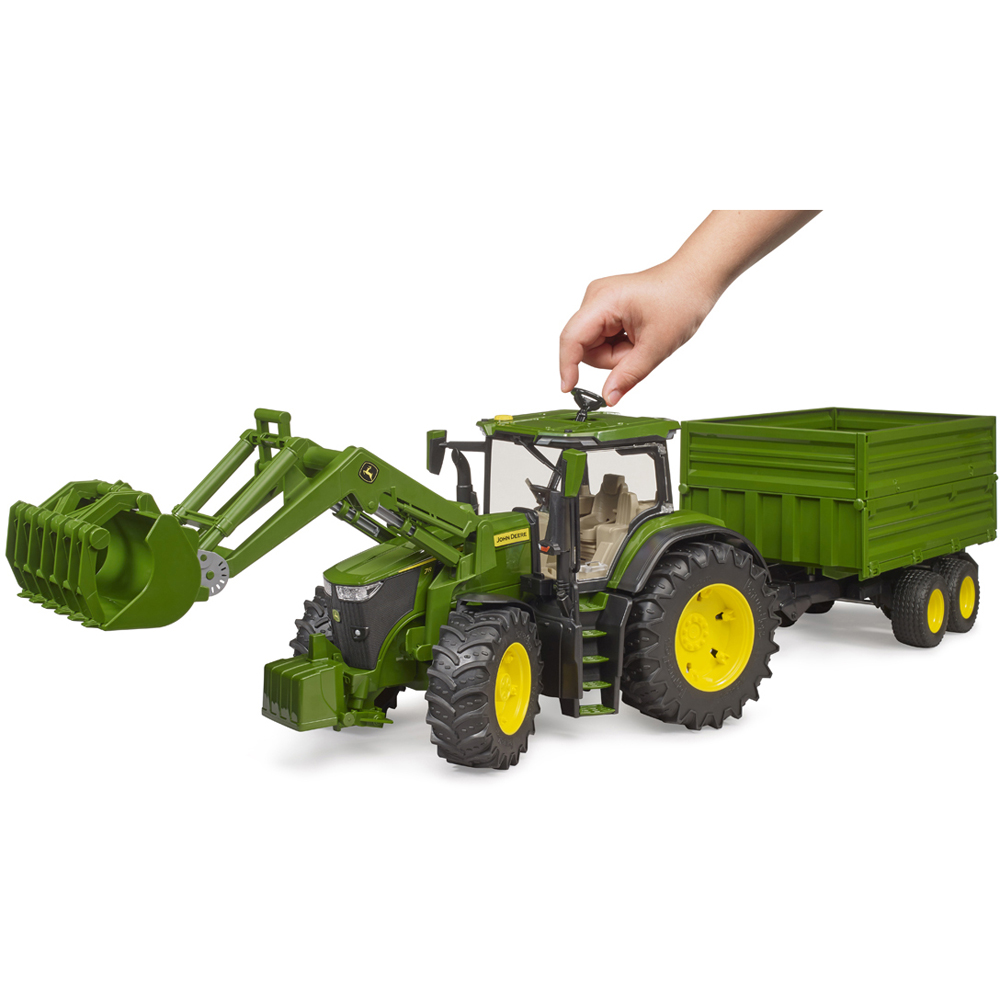 Bruder Kids John Deere 7R 350 with Front Loader and Tandemaxle Tipping Trailer Playset Model Image 6