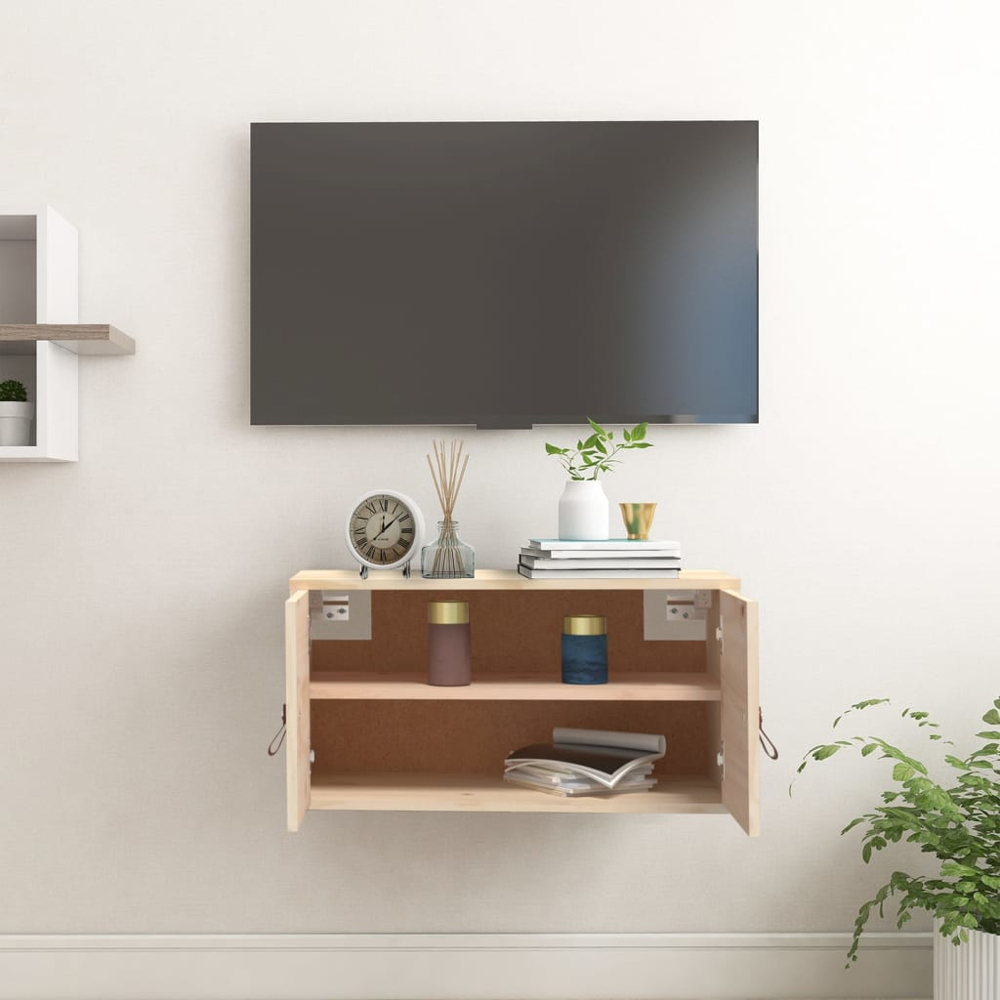 vidaXL 2 Door Natural Pine Wood Wall Cabinet Image 9