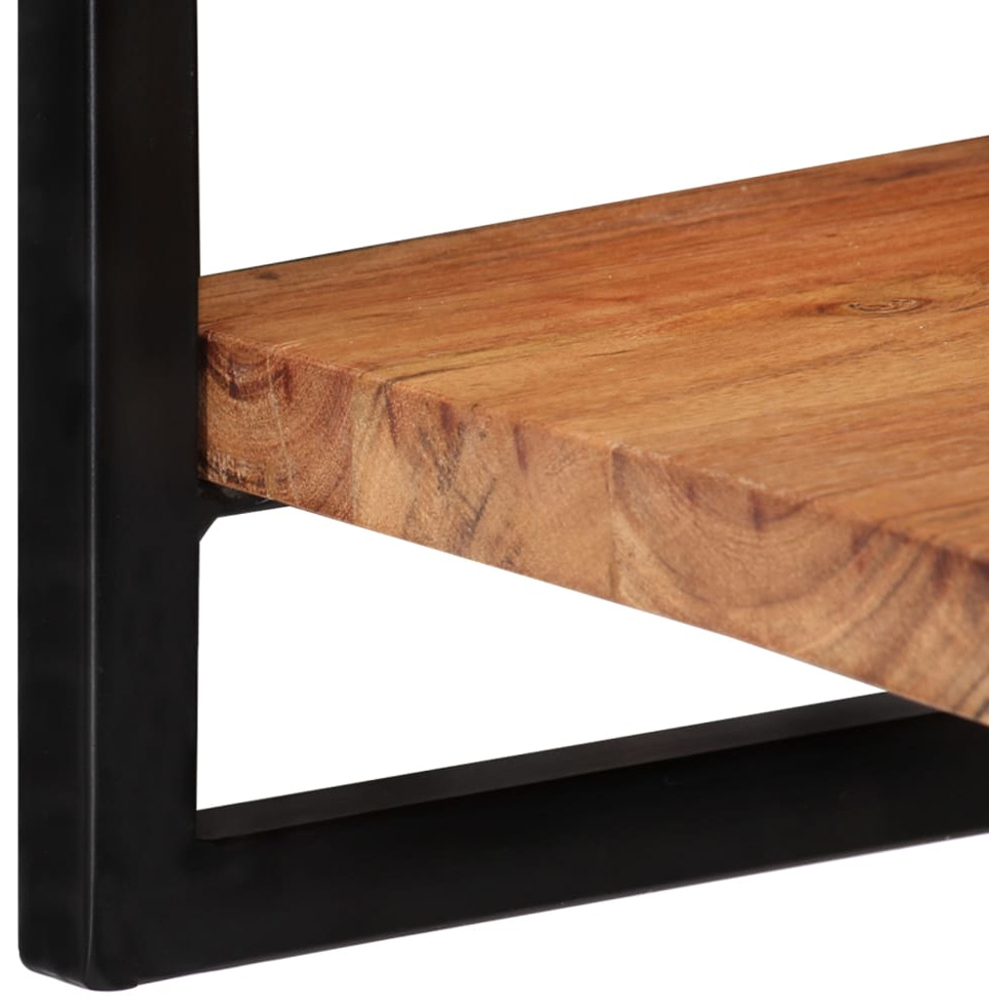 vidaXL 25cm Set of 2 Acacia Solid Wood and Steel Floating Wall Shelf Image 5