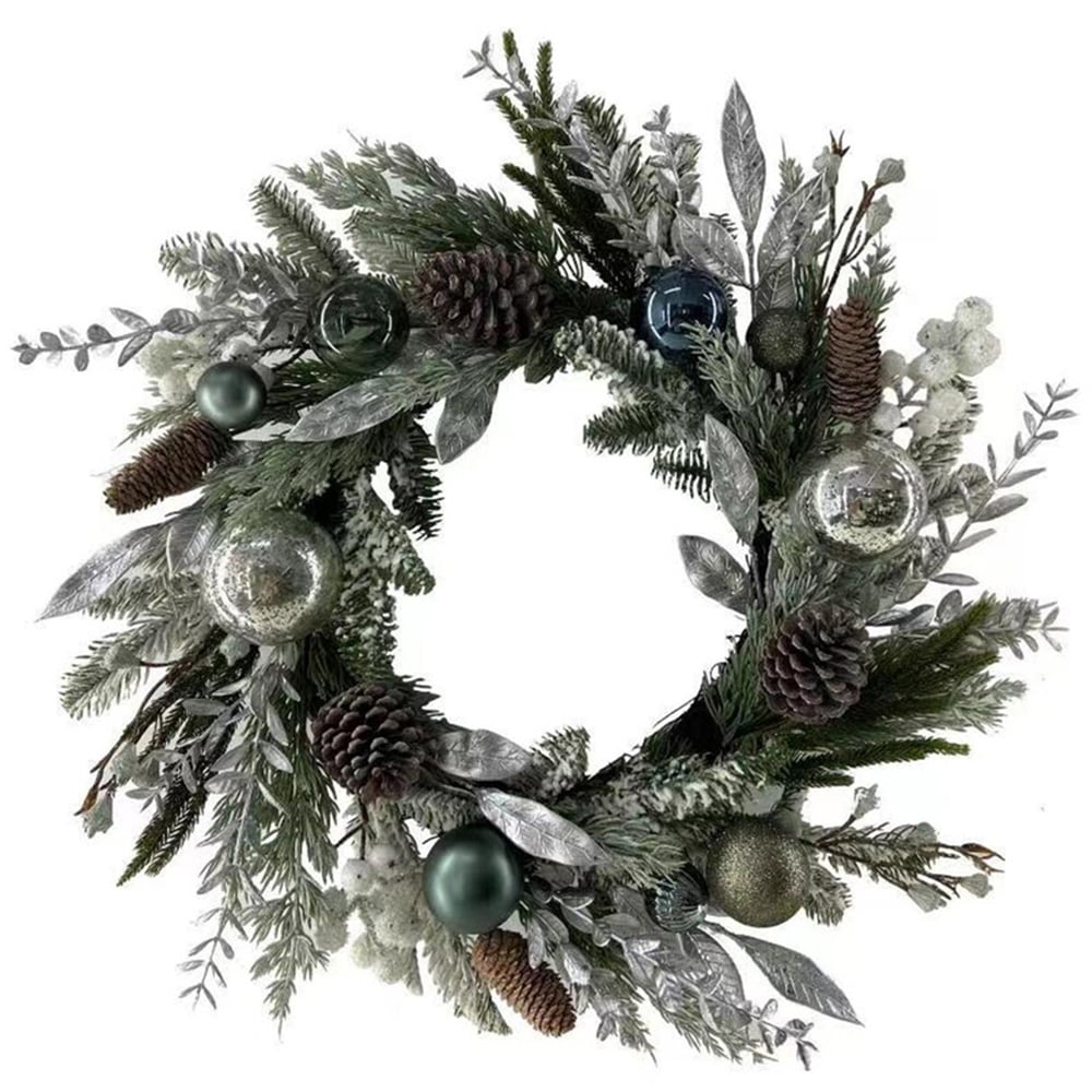 Silver Frosted Emerald Wreath - Green Image