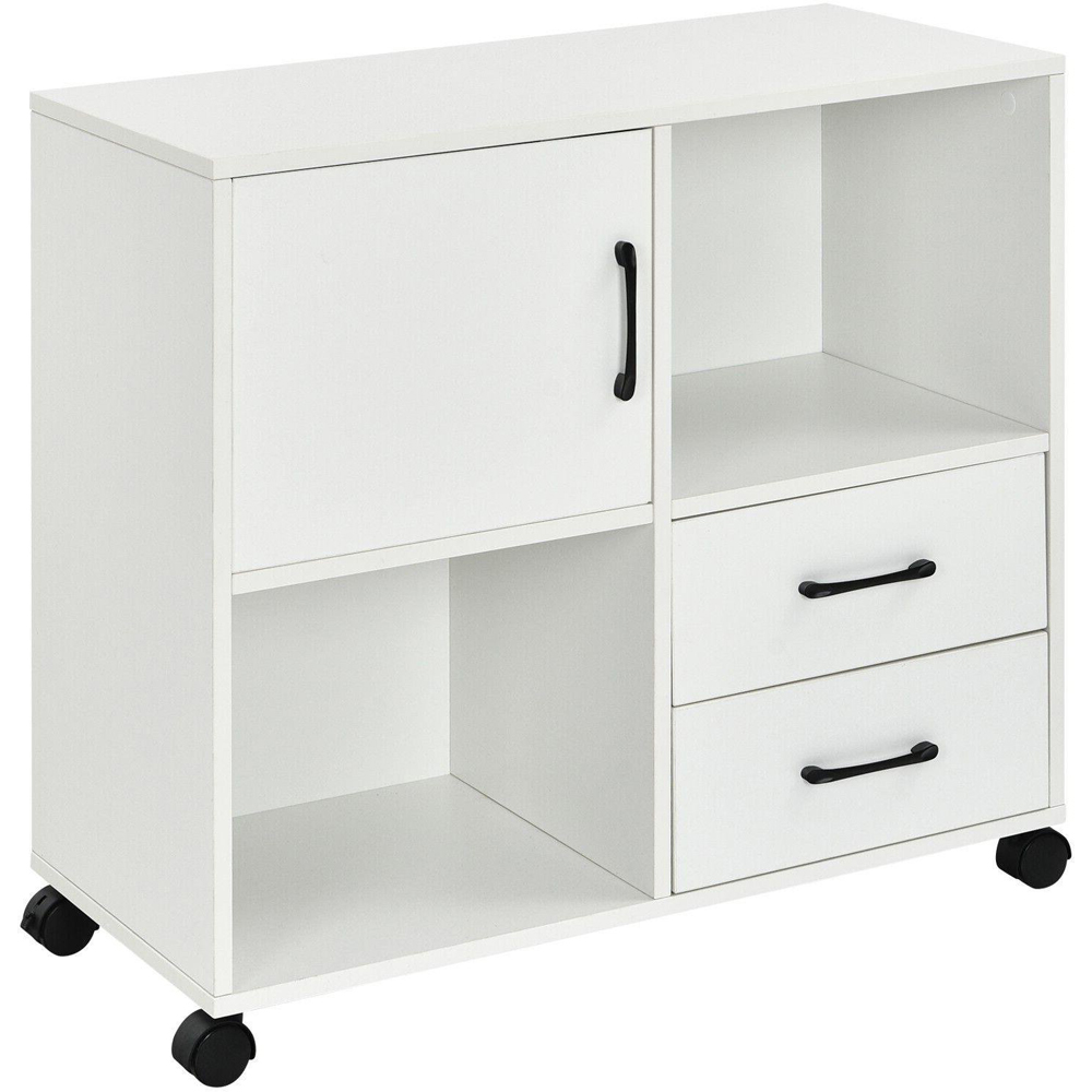 Costway Single Door 2 Drawer 2 Shelf Mobile File Cabinet White Image 2