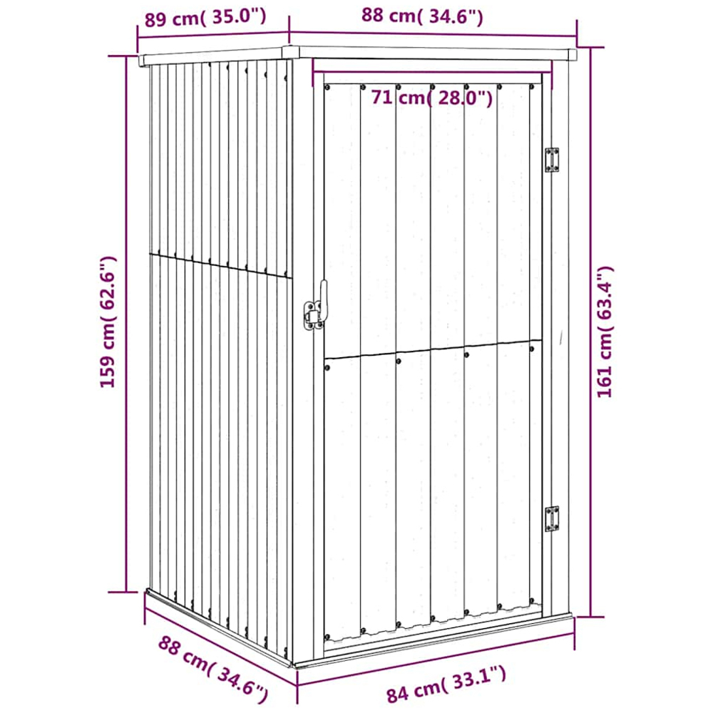 vidaXL 2.9 x 2.9ft Anthracite Galvanised Steel Pent Garden Shed Image 5