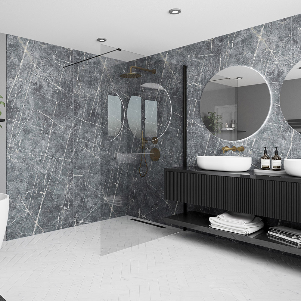 Wetwall Elite Vienna Blue Tongue and Groove Shower Panel 2420 x 600mm Image 1