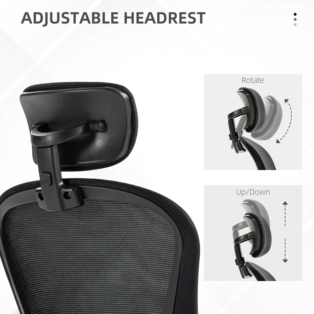 Vinsetto Black Ergonomic Mesh Office Chair with Headrest Image 7