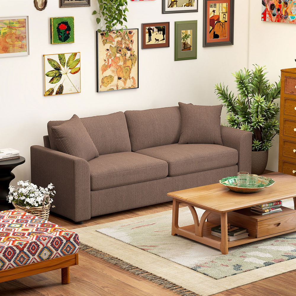 HOMCOM 3 Seater Coffee Upholstered Jumbo Cord Sofa Image 3