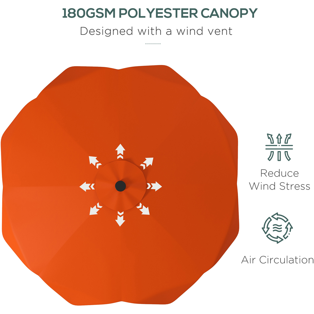 Outsunny Orange Solar LED Crank and Tilt Parasol 3m Image 6