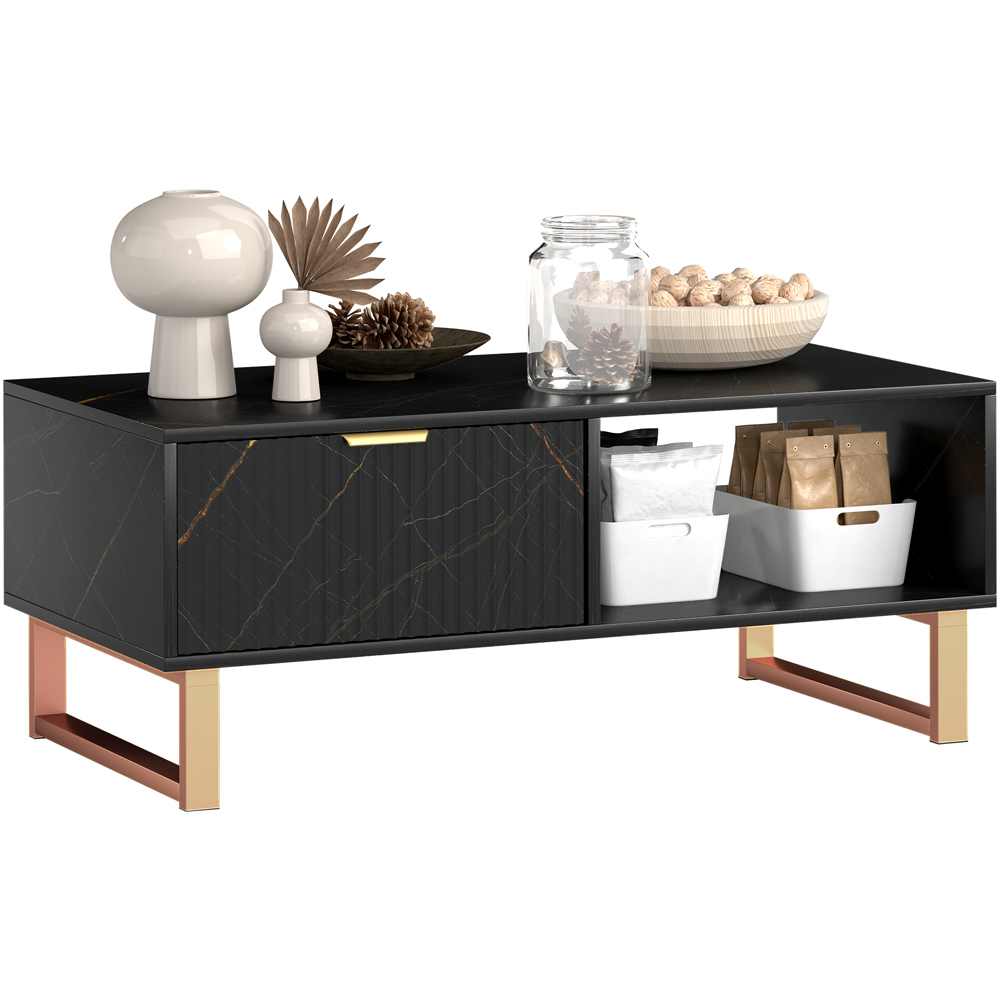 HOMCOM Single Drawer Black Coffee Table Image 2