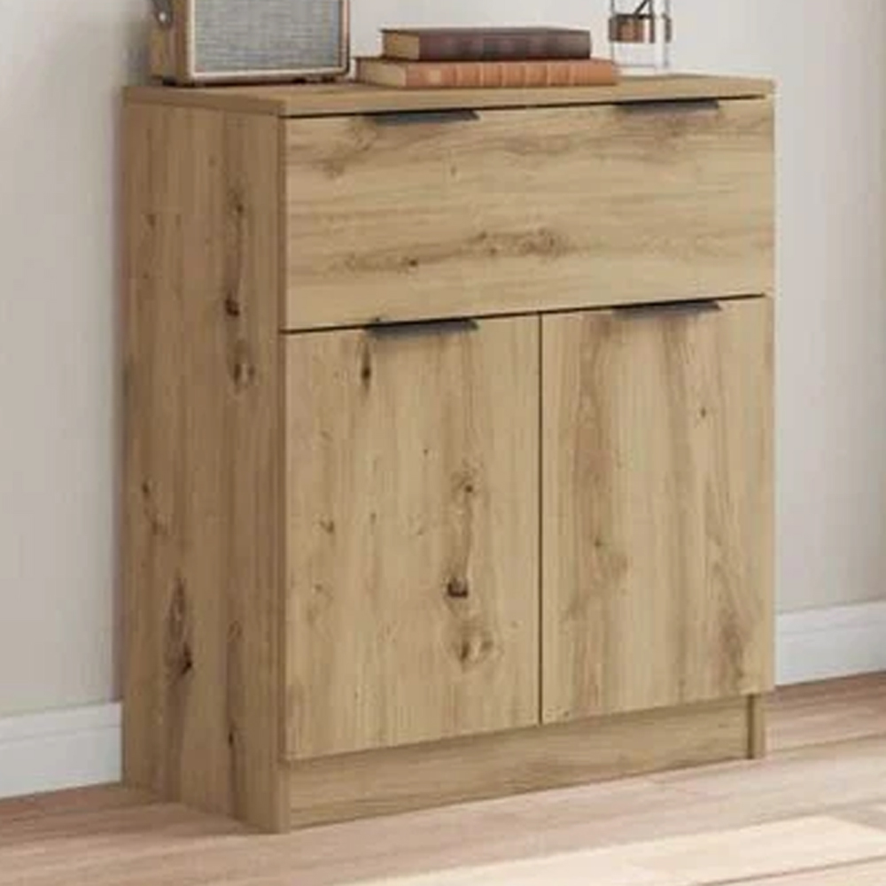vidaXL 2 Door Single Drawer Artisan Oak Sideboard Image 1