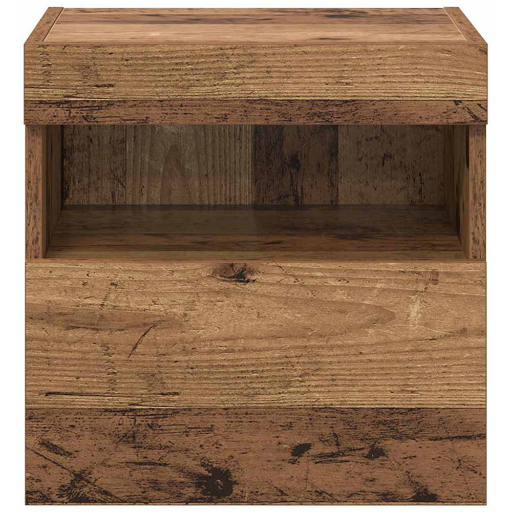 vidaXL Single Door Single Shelf Old Wood Wall Mounted TV Cabinet with LED Light 2 Pack Image 9