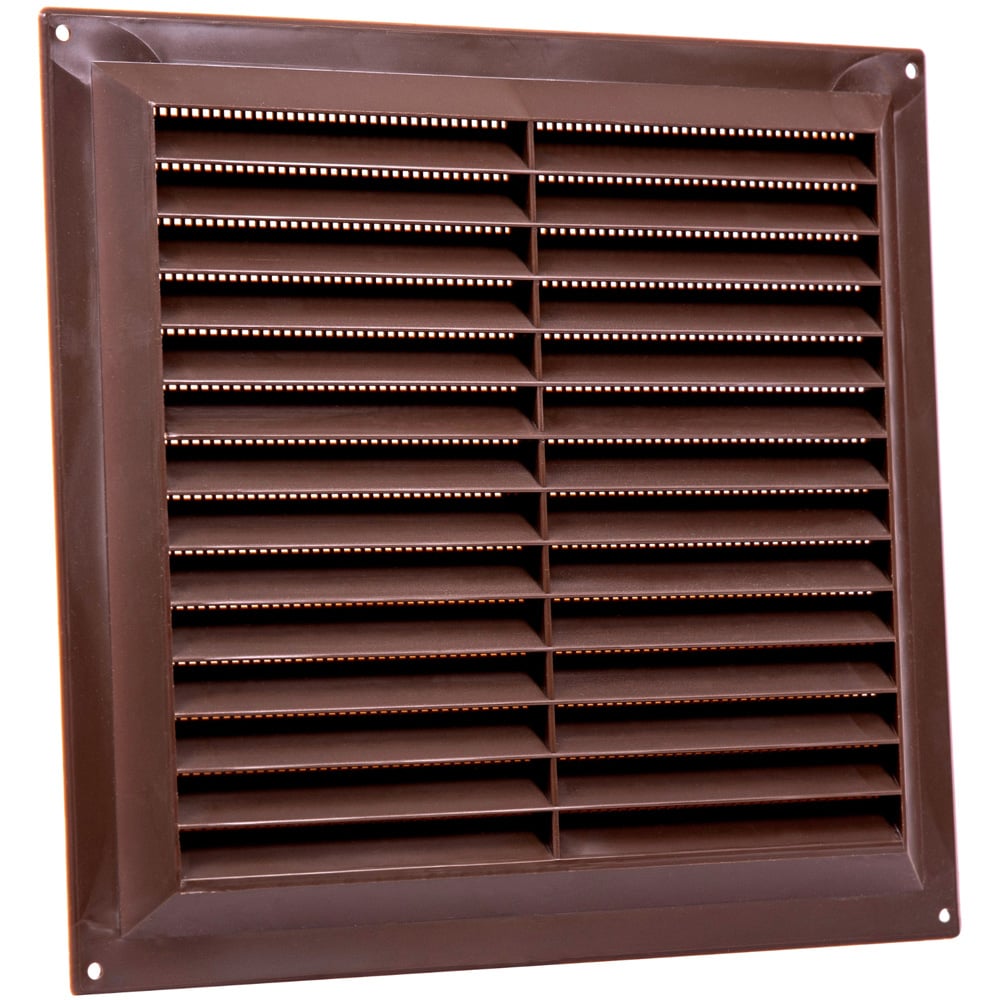 Select Brown Louvre Air Vent with Flyscreen Cover 9 x 9 inch Image 1
