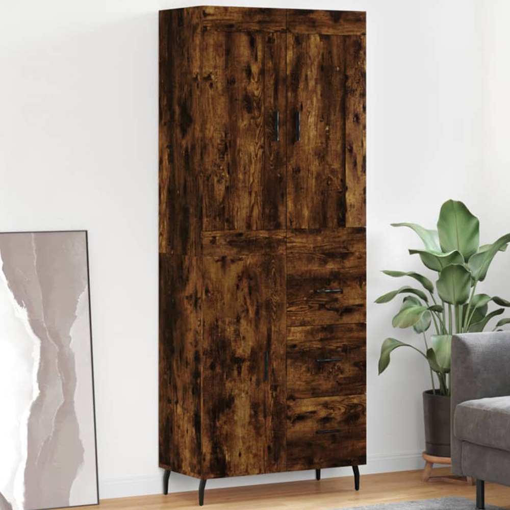 vidaXL 3 Door 3 Drawer Smoked Oak Highboard Image 1