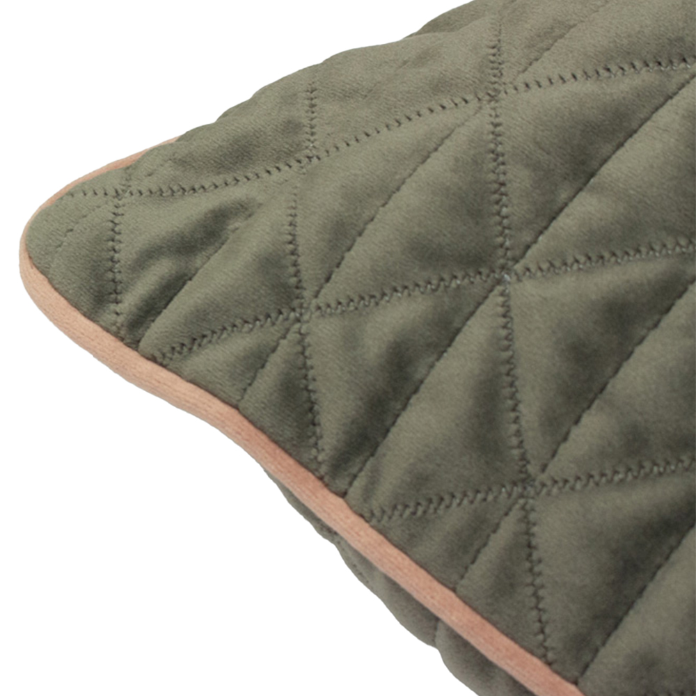 Paoletti Quartz Charcoal Grey and Blush Pink Quilted Velvet Cushion Image 4