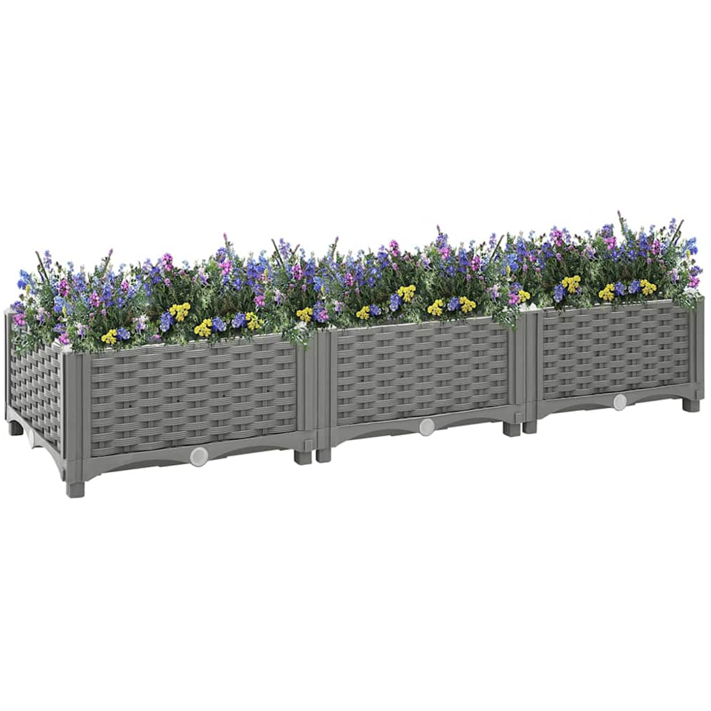 vidaXL Grey Plastic Rattan Raised Garden Bed 23 x 120 x 40cm Image 2