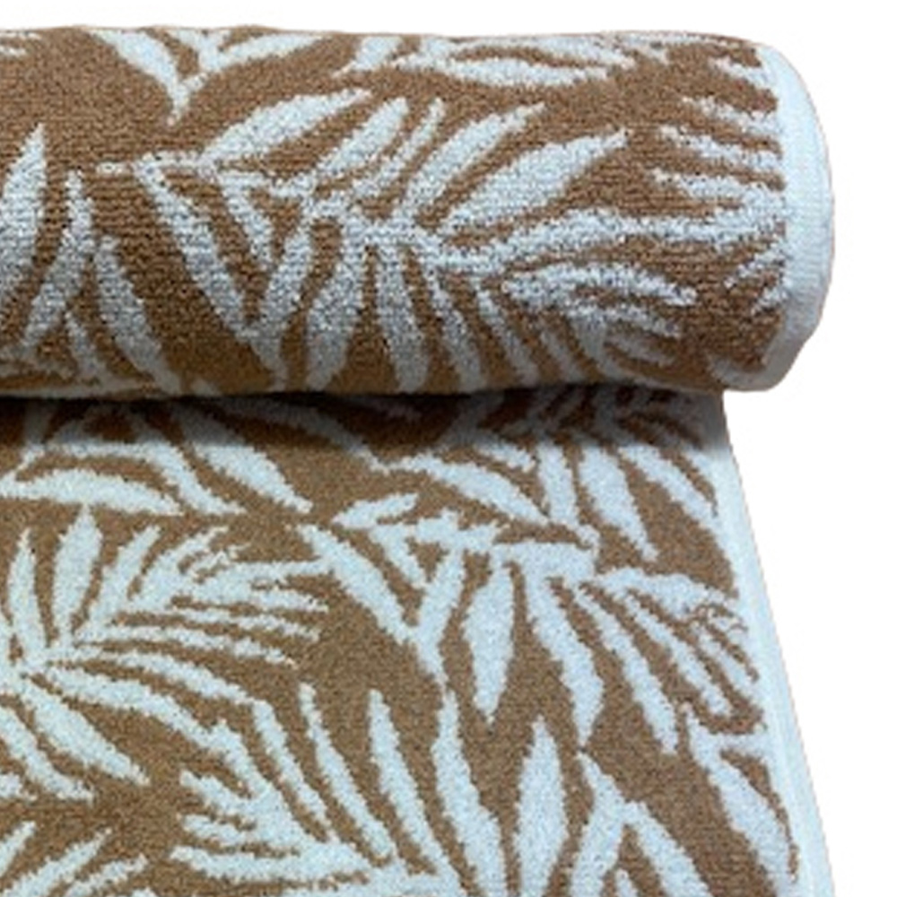Bellissimo Botanical Beige Turkish Cotton Bath Towel Image 2