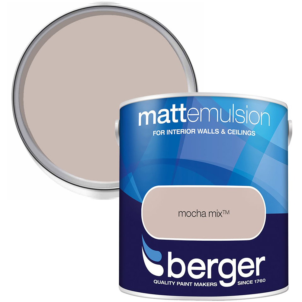 Berger Walls & Ceilings Mocha Mix Matt Emulsion Paint 2.5L Image 1