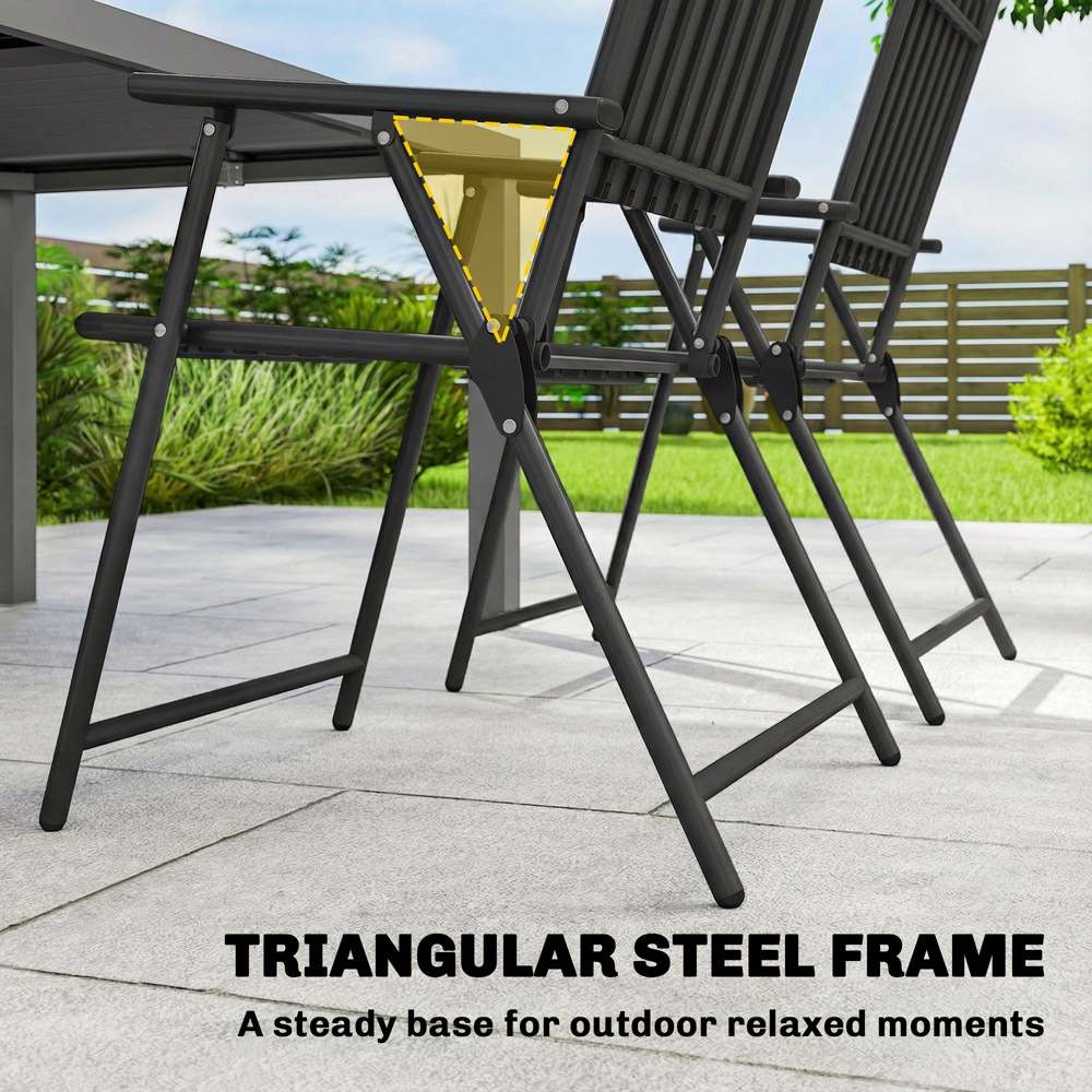 Outsunny Set of 4 Black Plastic Foldable Garden Chair Image 4
