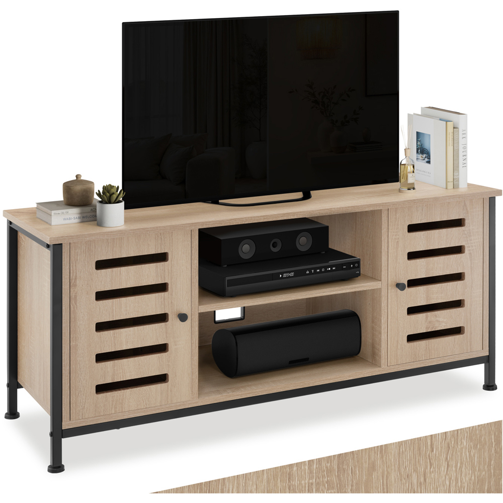 Tectake Carlow 2 Door 2 Shelf Sonoma Oak TV Stand Image 2