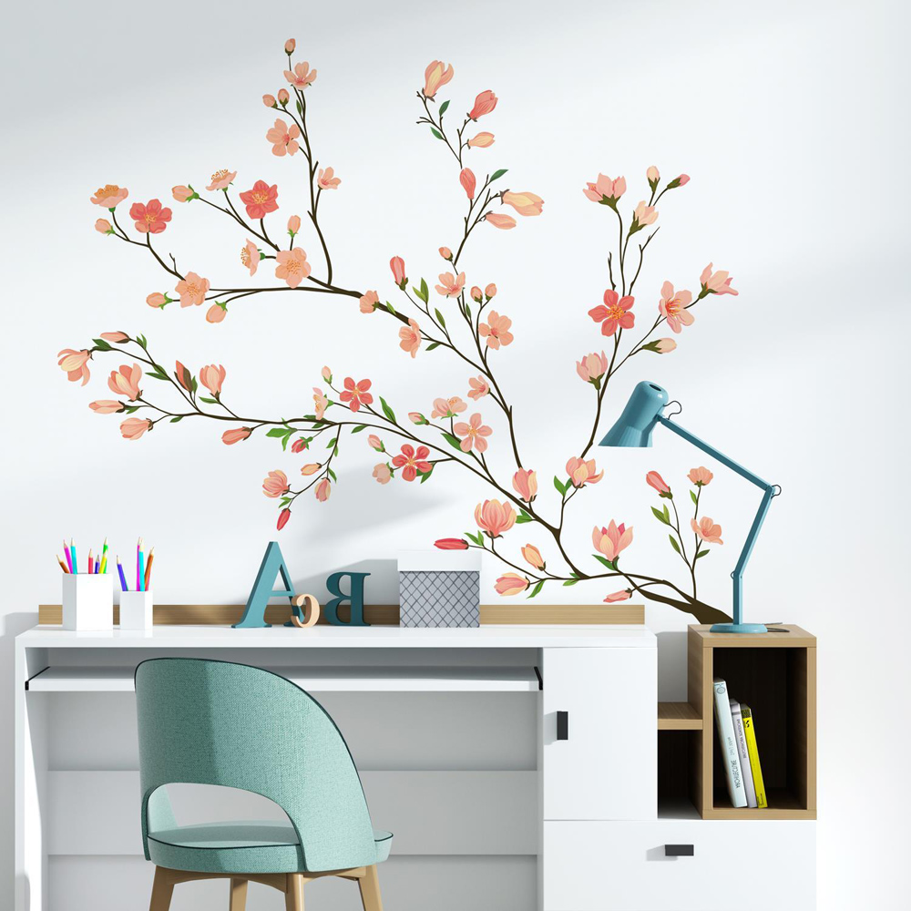 Walplus Flower Theme Delicate Peach Branch Self Adhesive Wall Stickers Image 2