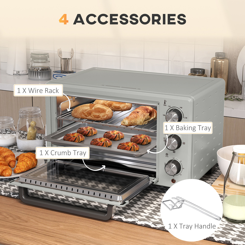 HOMCOM 800-085V70SR Silver 21L Electric Mini Oven 1400W Image 6