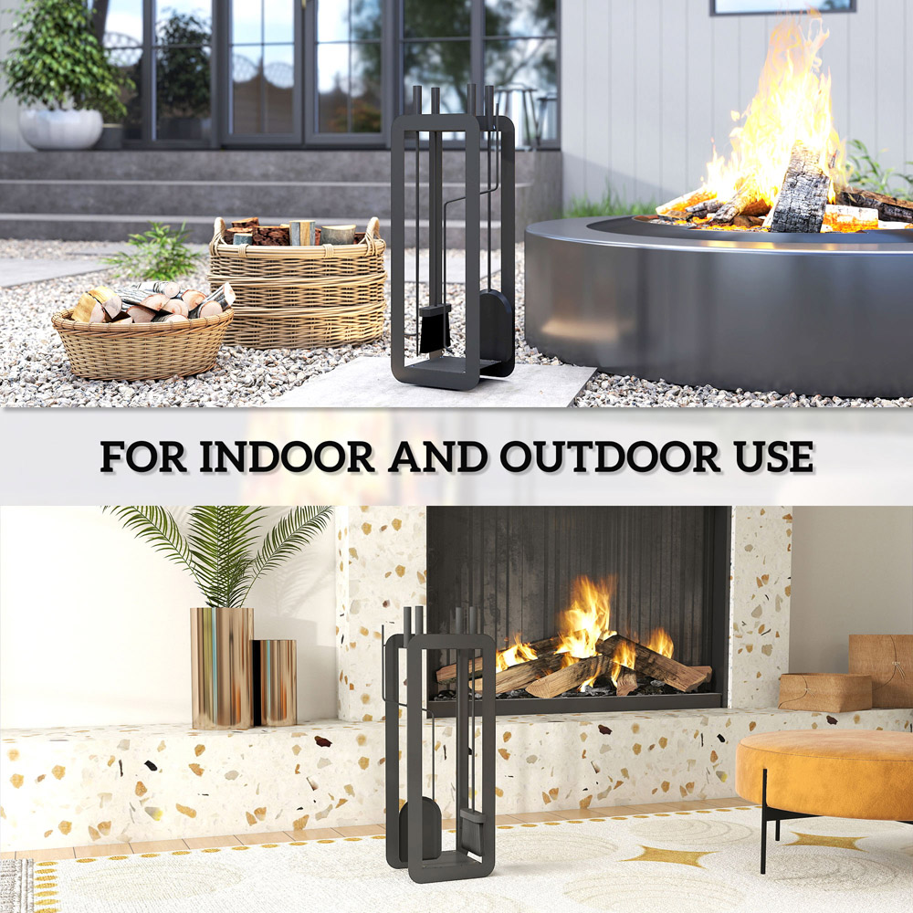Outsunny 5 Piece Black Metal Fireplace Companion Set Image 6