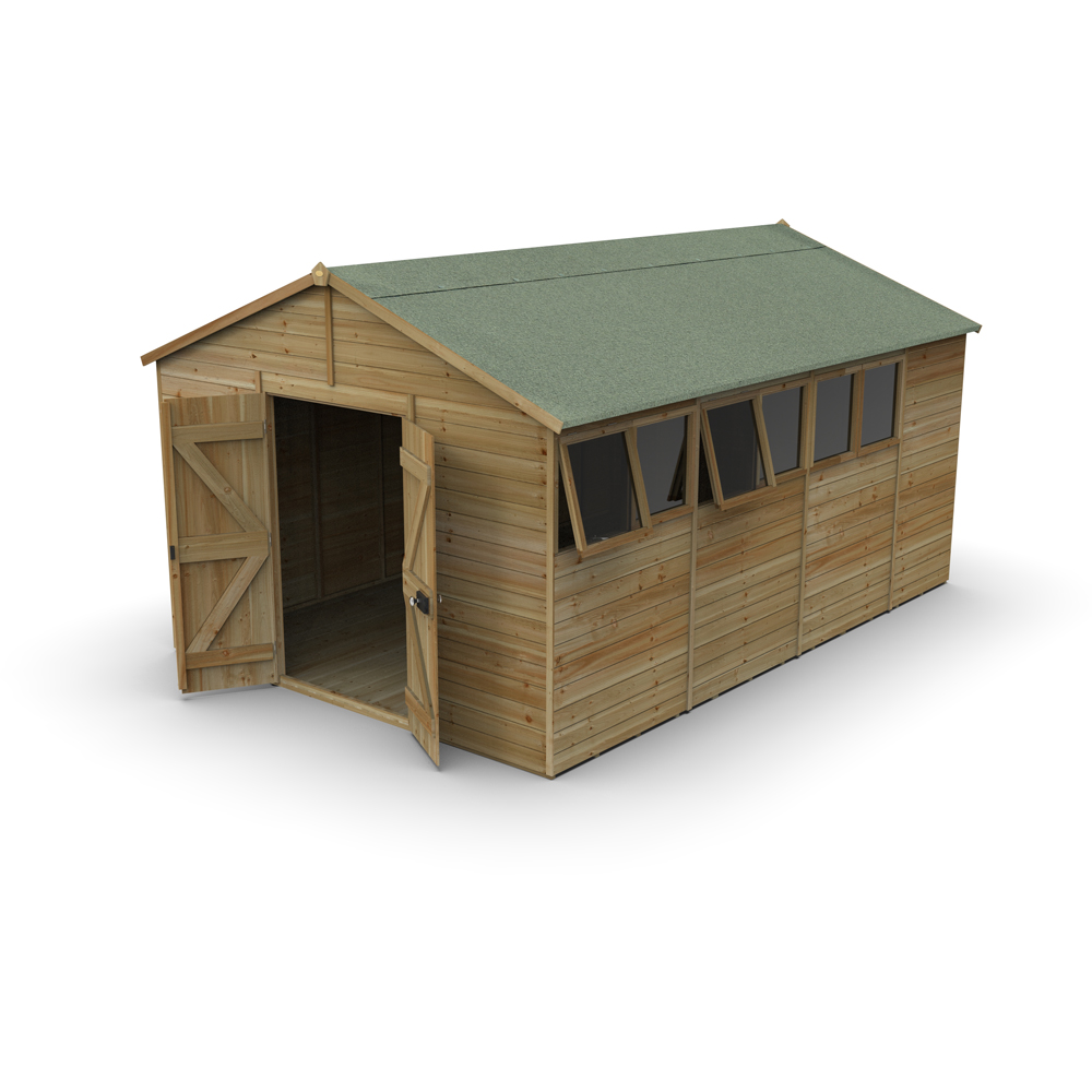 Forest Garden Timberdale 10 x 15ft 2 Opening Apex Shed Image 3