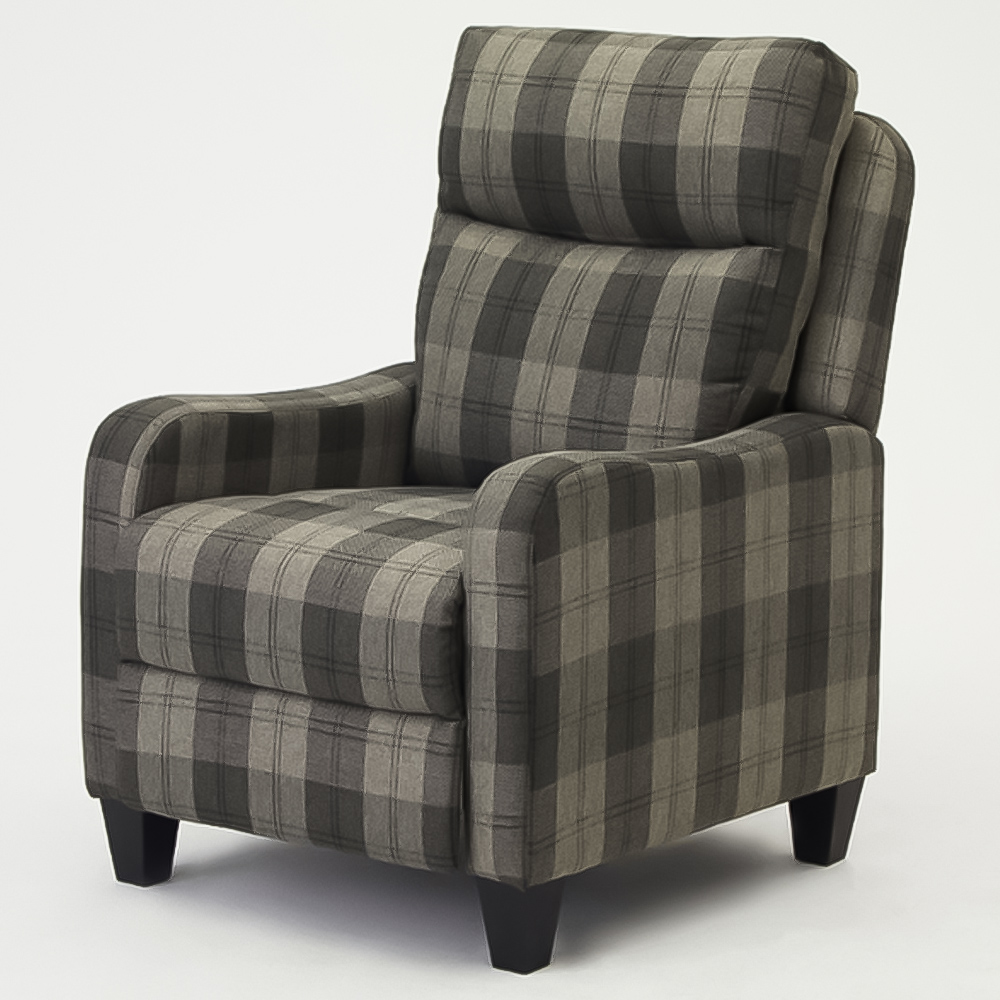 Home Detail Lennox Grey Tartan Manual Recliner Chair Image 2