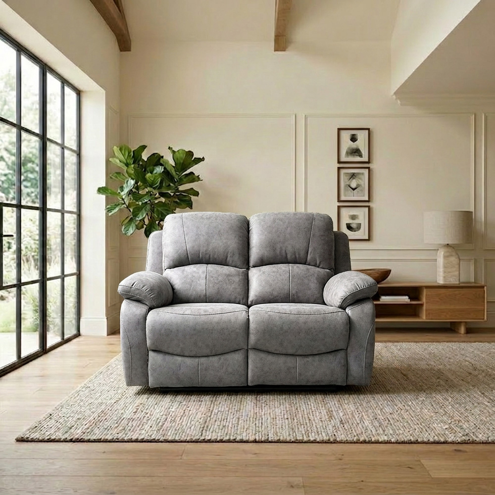 Milano 2 Seater Charcoal Fabric Manual Recliner Sofa Image 5