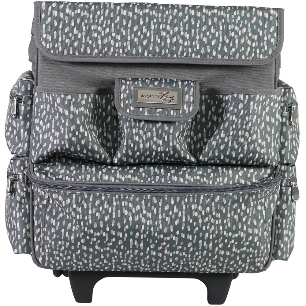 Everything Mary EVM13339-1 Grey and Pink Spot Rolling Tote Trolley Bag 35.6 x 20.3 x 38.7cm Image 2