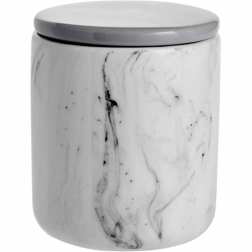 Wilko 10 x 10 x 12.1cm Marble Glazed Ceramic Canister Image 1