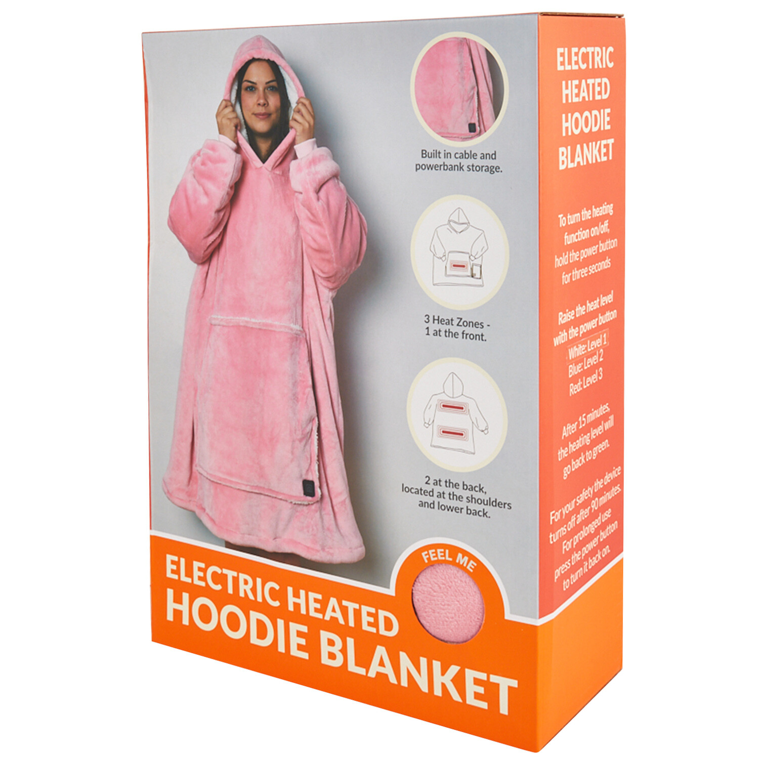 Electric Heated Hoodie Blanket - Pink or Blue Image 2