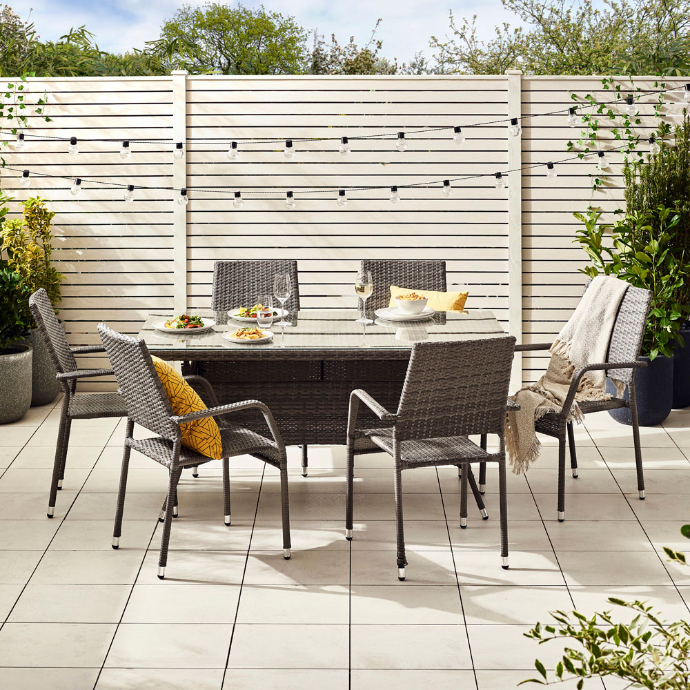 Furniturebox Dominica 6 Seater Garden Dining Set Grey Image 6
